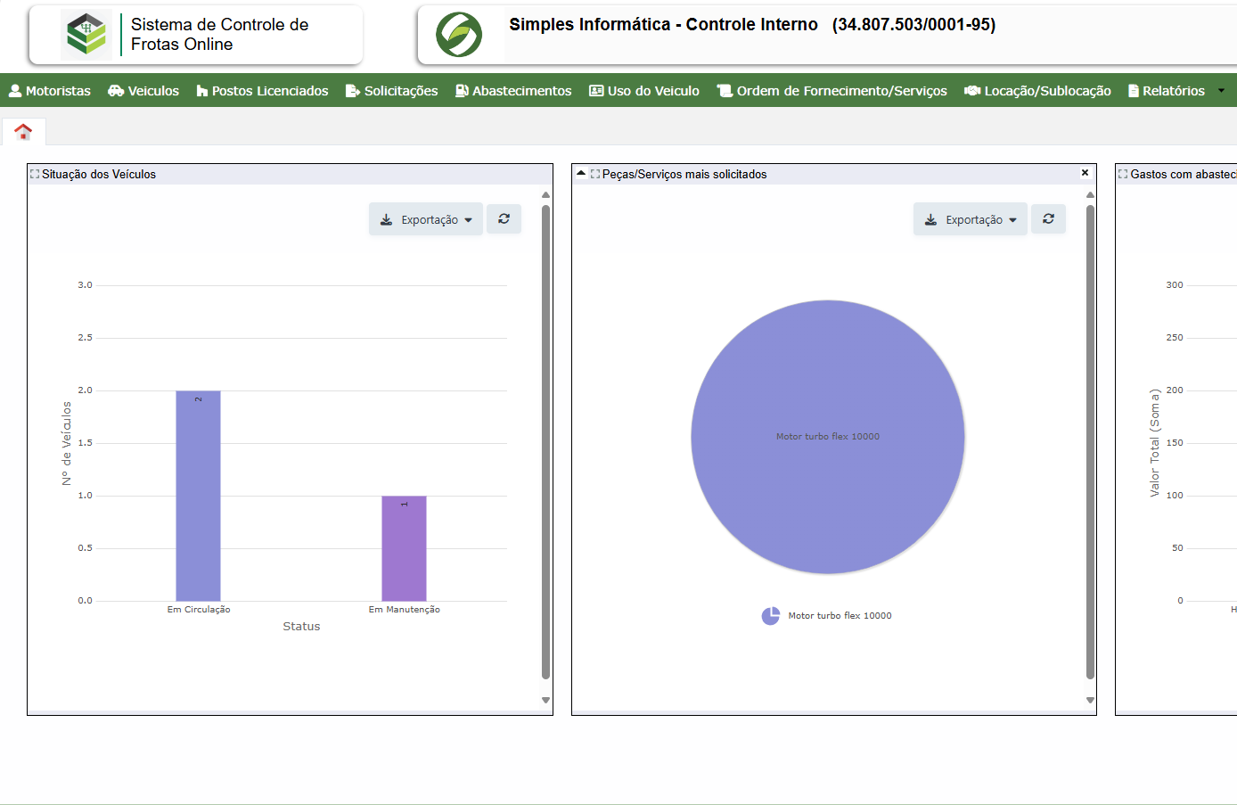 Controle de Frotas Online — tela 1