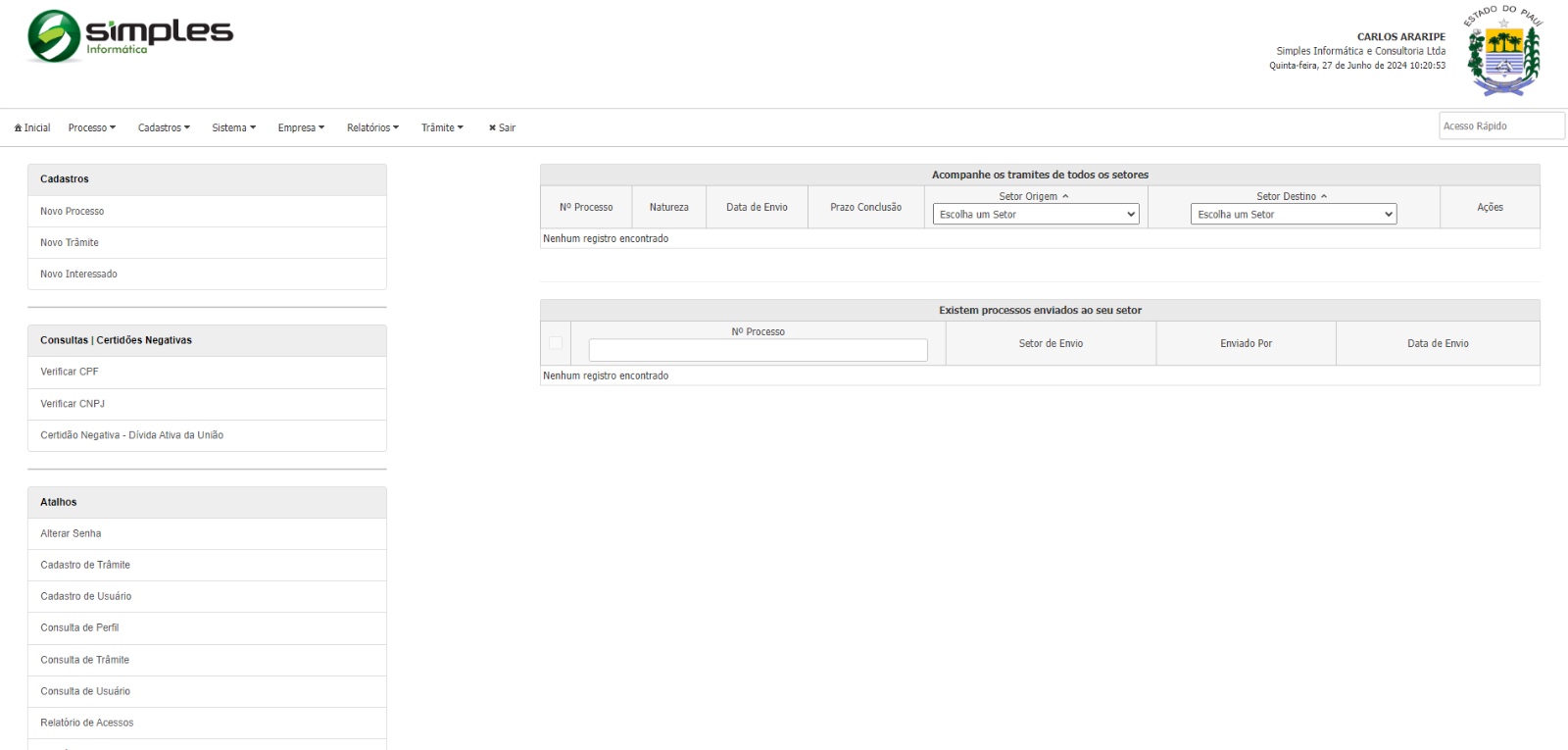 Protocolo Online — tela 1